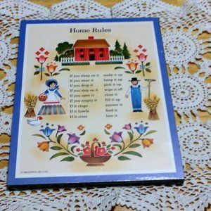 Retro Vintage Home rules kitchen wall art